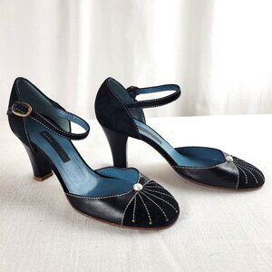 MARC JACOBS Black Suede Vero Cuoio Maryjane Pumps - Size US 6.5/EUR 37 1/2
